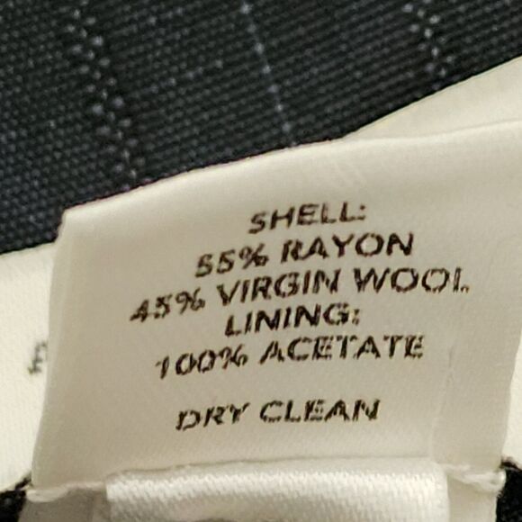 Ann Taylor Loft Womens Wool-Blend Pinstriped Blazer Jacket Black Navy Blue Sz 6 - Picture 6 of 7